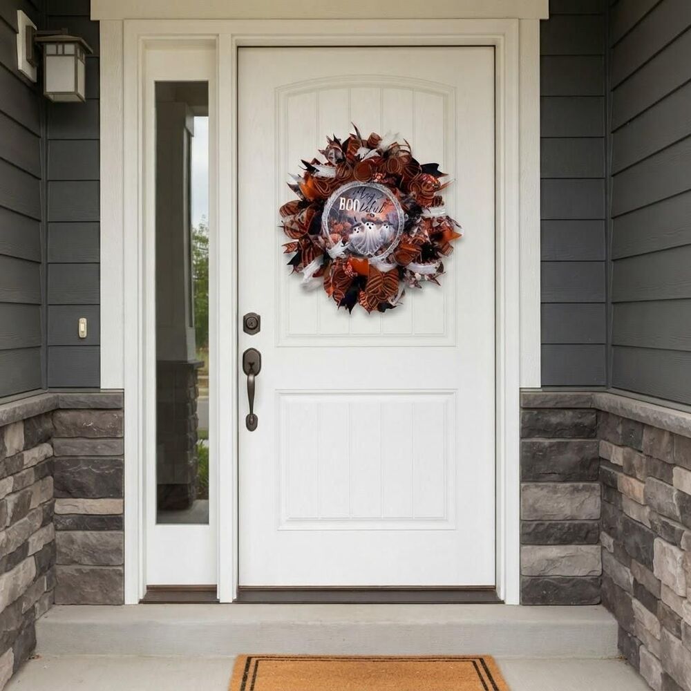 Hey BOOtiful Ghost Wreath | Maximalist Halloween Decor, Ghost Pumpkin Ribbon